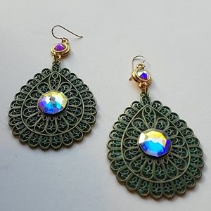 GASOLINE GLAMOUR Jewelry - GYPSY MEDALLION patina drop OPAL earrings new GASOLINE GLAMOUR Jewelry - GYPSY MEDALLION patina drop OPAL earrings new